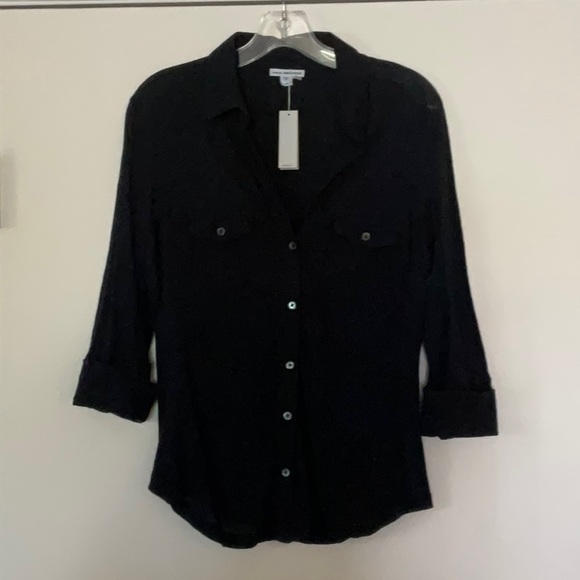 JAMES PERSE CASUAL WORK SHIRT, NAVY, SIZE 3 - Picture 1 of 6